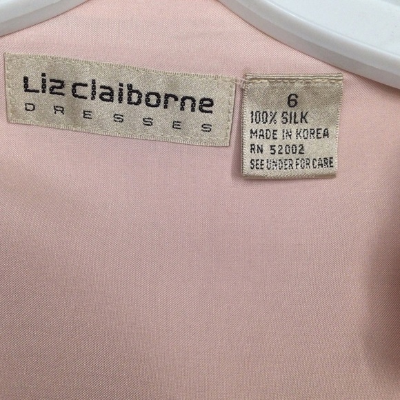 Vintage Liz Claiborne 100% Silk Pink Button Down Long Sleeve Shirt Dress - Picture 6 of 16